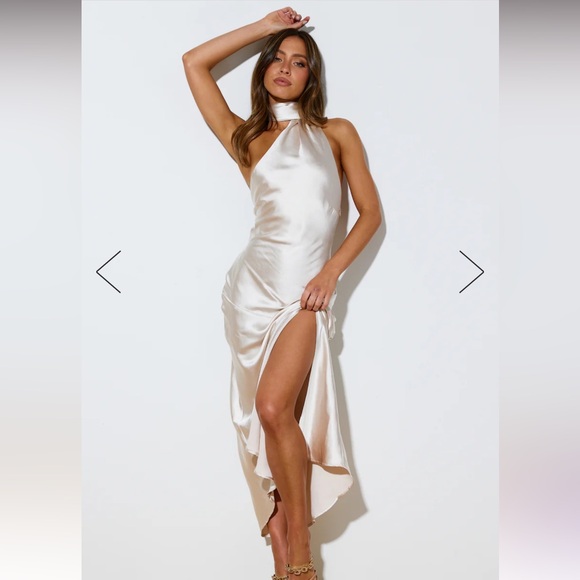 Hello Molly ATHENIAN SATIN MAXI DRESS CHAMPAGNE - Picture 2 of 11
